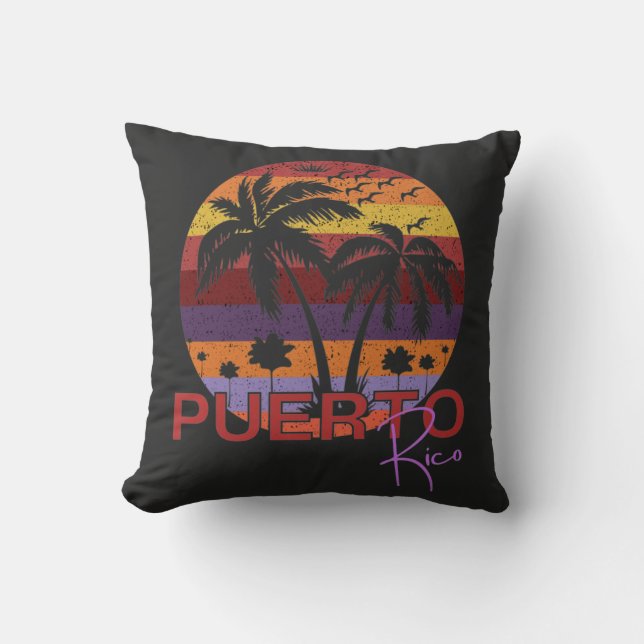 Almofada Vintage Porto Rico Summer Beach (Frente)