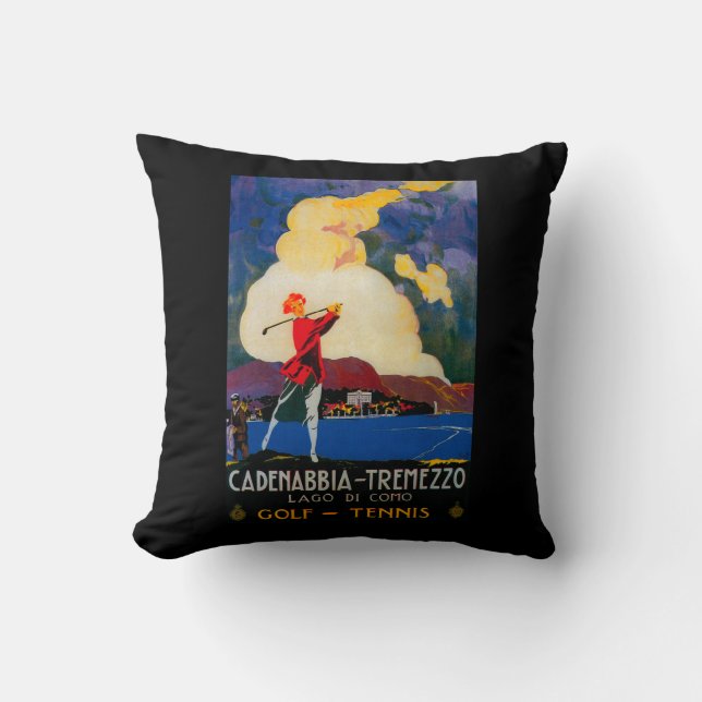 Almofada Vintage PosterEurope de CadenabbiaTremezzo (Frente)