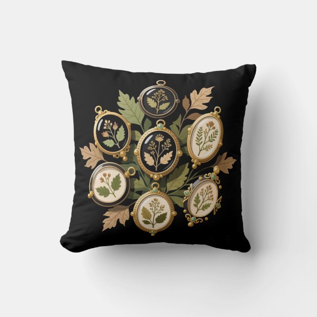 Almofada Vintage Pressed Botanical Ornaments Art Print (Frente)