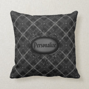 Almofada Vintage preto & de prata travesseiro decorativo