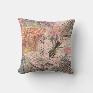 Almofada Vintage Queen Bee Linda Colagem de Meninas