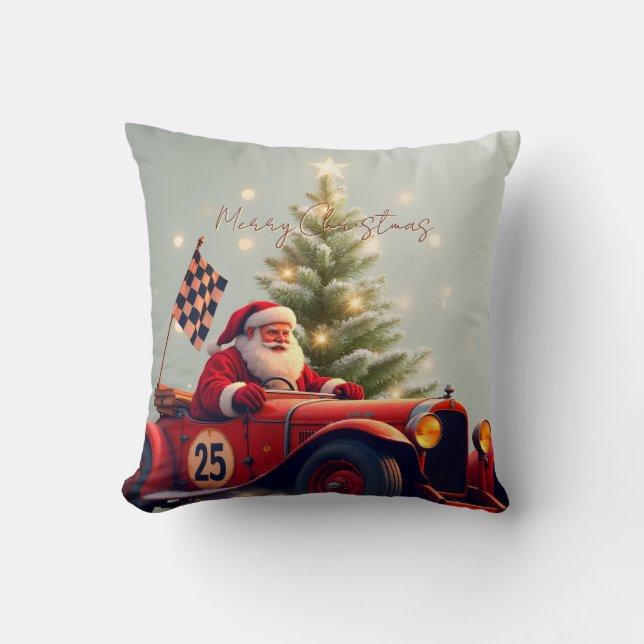 Almofada Vintage Race Car Santa (Frente)