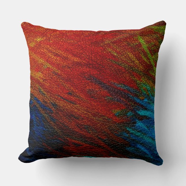 Almofada Vintage Red Blue Leather Look (Frente)