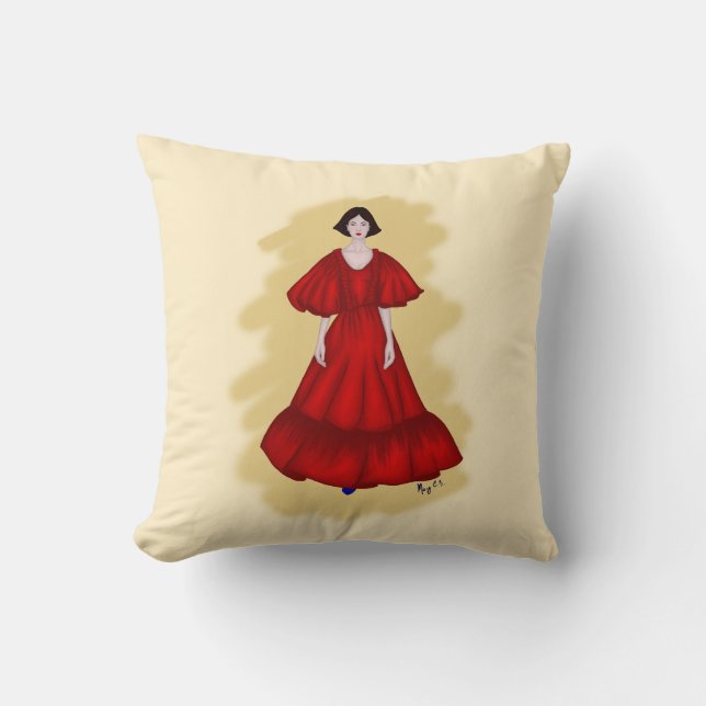 Almofada Vintage Red Gown and Blue Shoes Croqui (Frente)