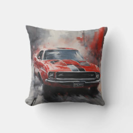 Almofada Vintage Red Muscle Car com faixa prateada