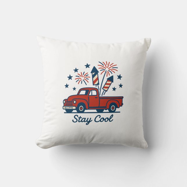 Almofada Vintage Red Pickup Pillo Fireworks (Frente)