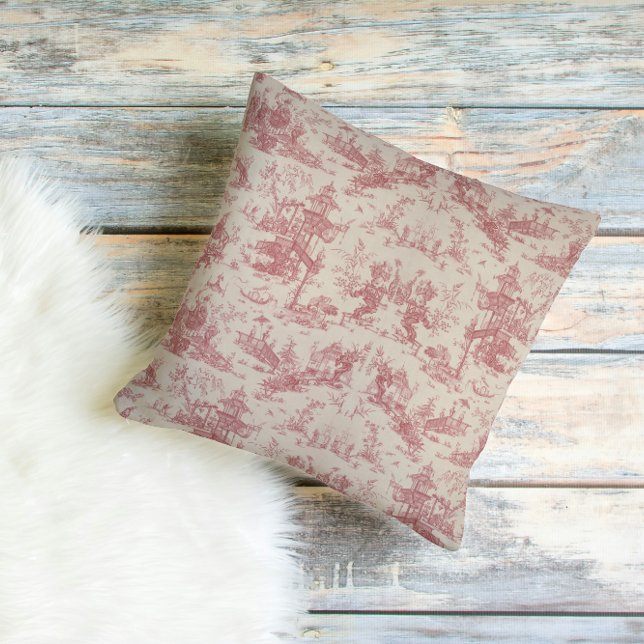 Almofada Vintage Red Toile Throw Pillow (Criador carregado)