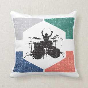 Almofada Vintage Retro Drummer Reproduzindo o estilo do tam
