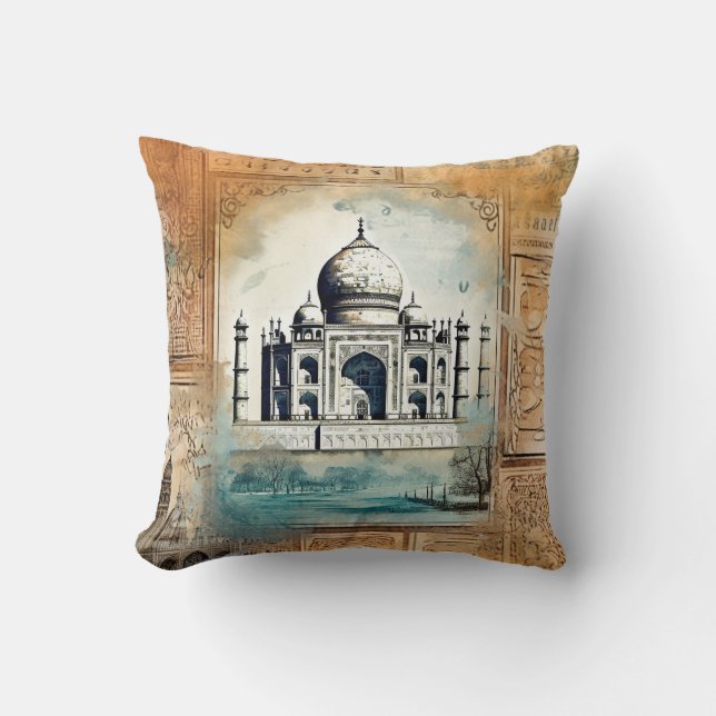 Almofada Vintage Romantic Taj Mahal (Frente)