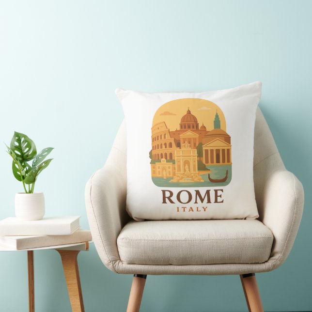 Almofada Vintage Rome Colosseum & Pantheon Throw Pillow  (Cadeira)