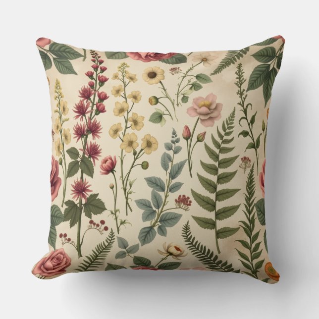 Almofada Vintage Rosa e Wildflower (Frente)