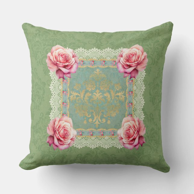 Almofada Vintage Rosas Rosa Esmaecidas Design (Frente)