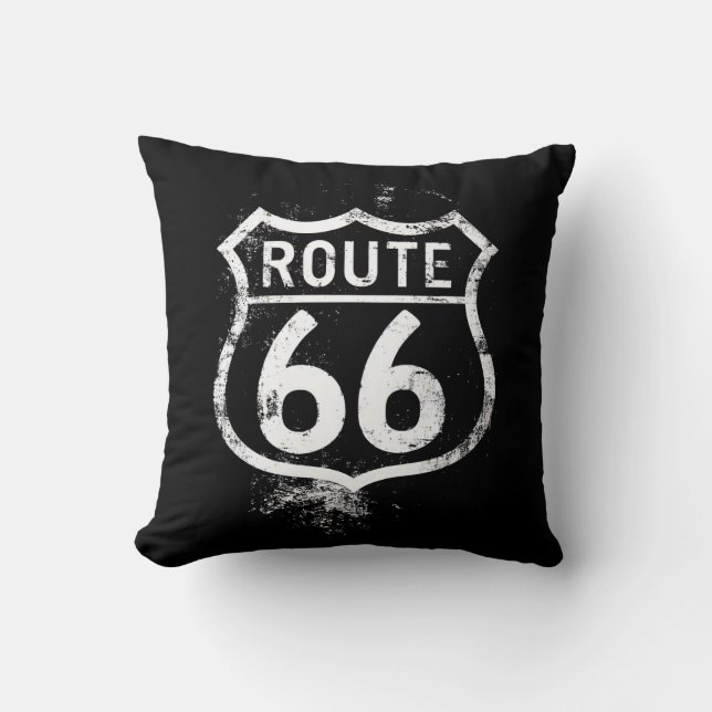 Almofada Vintage Route 66 Distressed Sign Americana Travel  (Frente)