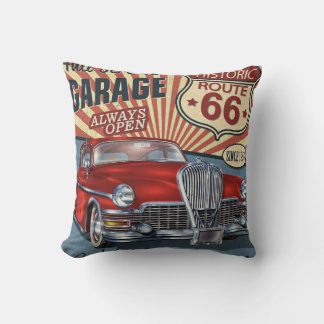 Almofada Vintage Route 66 Garage retro poster com retro ca