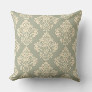 Almofada Vintage Sage Green e Cream Cor damasco