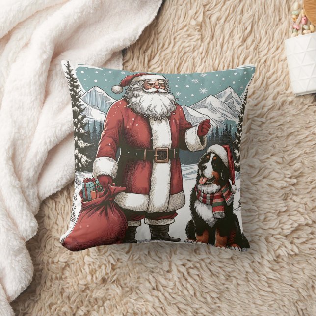 Almofada Vintage Santa Claus e Bernese (Cobertor)