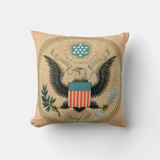 Almofada Vintage Seal dos Estados Unidos da América (Frente)
