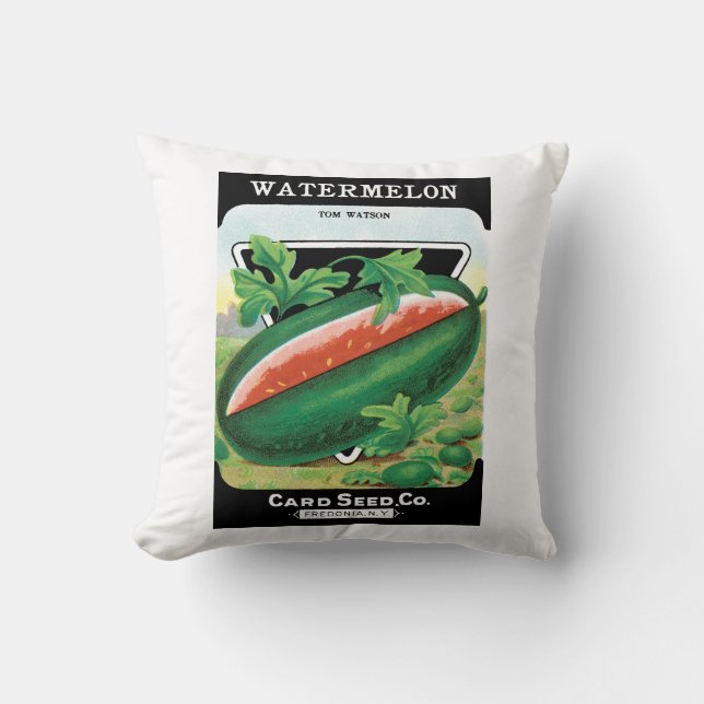 Almofada Vintage Seed Packet Label Art, Watermelons Fruta (Frente)