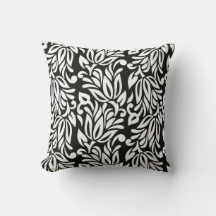 Almofada Vintage sem costura, preto e branco, floral