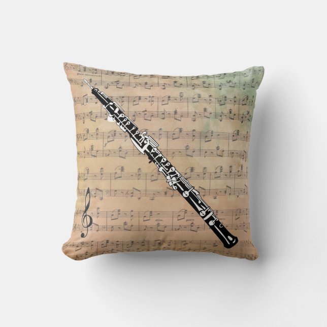 Almofada Vintage Sheet Music Com Oboe (Frente)