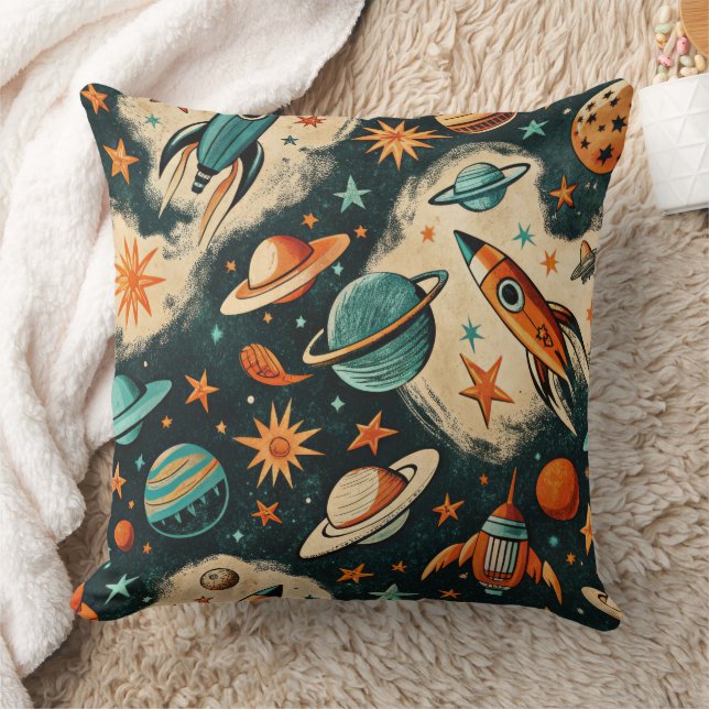 Almofada Vintage Spacecraft Rocket ships Pattern - Cosmos(6 (Cobertor)