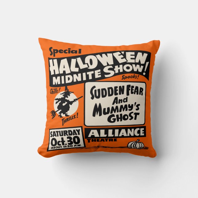 Almofada Vintage Spook Show Poster - Halloween Midnite Show (Frente)