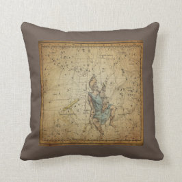 Almofada Vintage Star Chart Auriga Constulation on Brown
