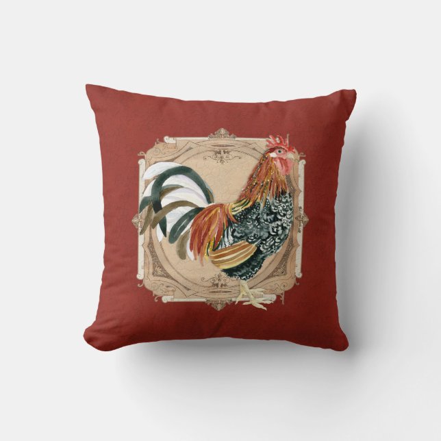Almofada Vintage Style Country Rustic Rooster Francês (Frente)