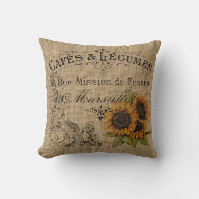 Almofada Vintage Sunflower Burlap (Frente)