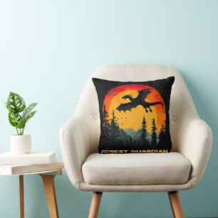 Almofada Vintage Sunset Forest Dragon