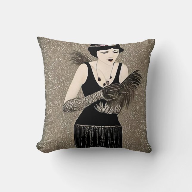 Almofada Vintage Surreal Art Deco Woman 10 (Frente)