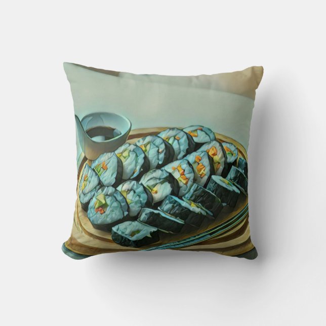 Almofada Vintage Sushi Trabalho de arte (Frente)