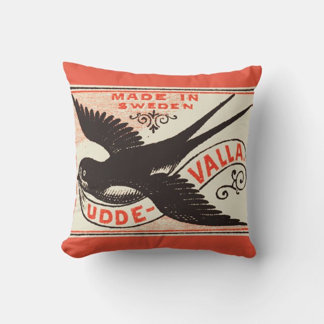 Almofada Vintage Swallow Label Art (Frente)