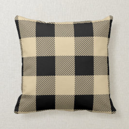 Almofada Vintage Tan e Black Buffalo Xadrez