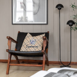 Almofada Vintage tartan watercolor rosa beige blue name