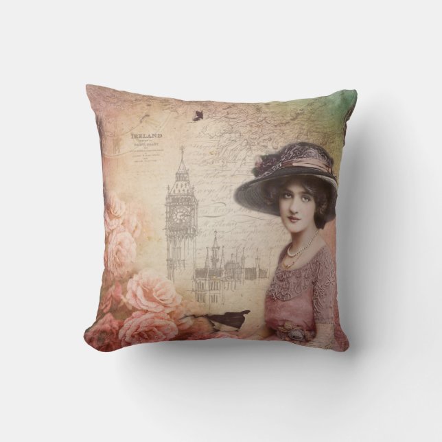 Almofada Vintage Victorian Lady Decorative Cushion (Frente)