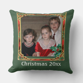 Almofada Vintage Vidro Estido Foto Frame Vermelho Verde