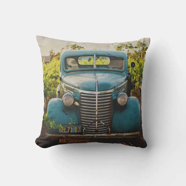 Almofada Vintage, Vintage, Automóvel Azul (Frente)