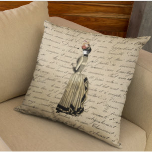 Almofada Vintage Vintage Steampunk Mulher Vitoriana Dourada