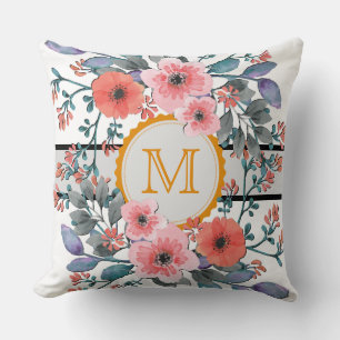 Almofada Vintage Watercolor Monograma Floral