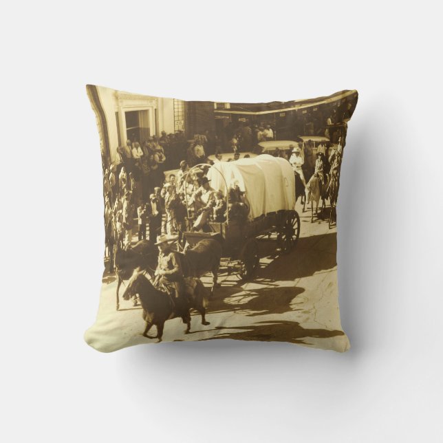 Almofada Vintage Western Cowboy Ride Através de Houston (Frente)