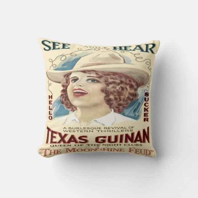 Almofada Vintage Western Cowgirl Singer Texas Guinan (Frente)