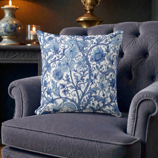 Almofada Vintage William Morris Azul Floral