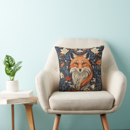 Almofada Vintage William Morris Inspirou Floral Red Fox