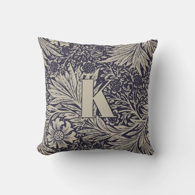 Almofada Vintage William Morris Marigold Pattern Monograma (Frente)