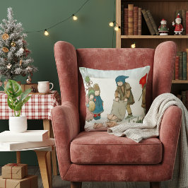 Almofada Vintage Winter Children Holiday Nostalgia 