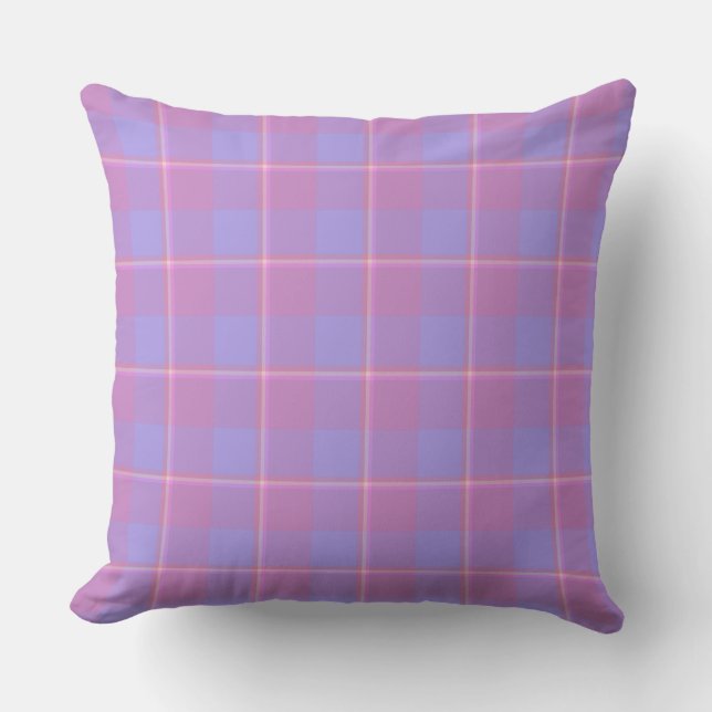 Almofada Viola and Dull Lavender Plaid Purple Pink (Frente)