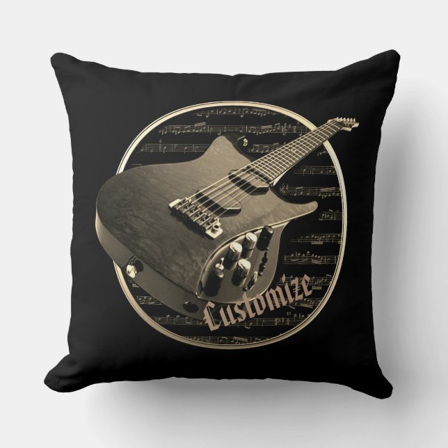 Almofada Violão Elétrico Dourado Personalizado (Frente)