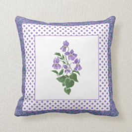 Almofada Violetas malva bonito e bolinhas da aguarela