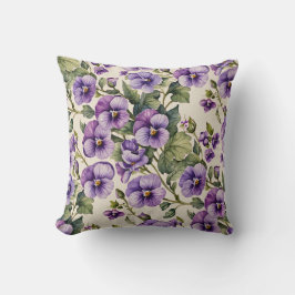 Almofada Violetas roxas em branco